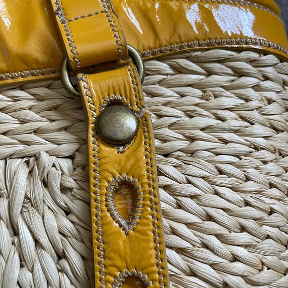 Lucky Brand Raffia Straw Tote Yellow Tan lined Multipurpose/Beach Bag - Picture 10 of 12